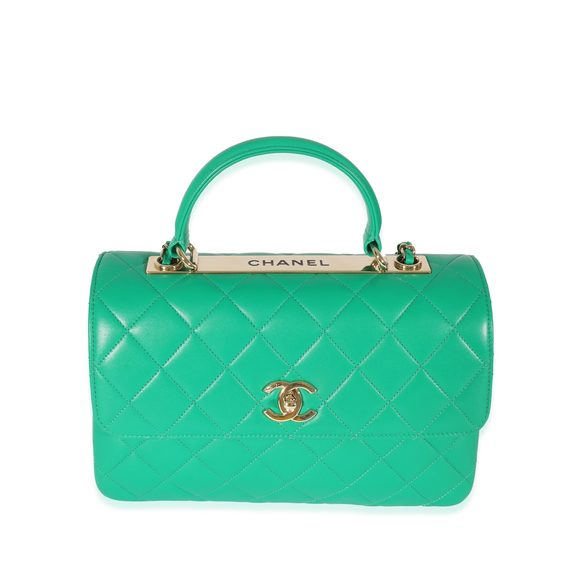 Chanel Green Quilted Lambskin Medium Trendy Top Handle Flap Bag - Picture 1 of 7